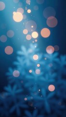 Abstract blue nature bokeh, soft focus, light circles, white, aesthetic, photography