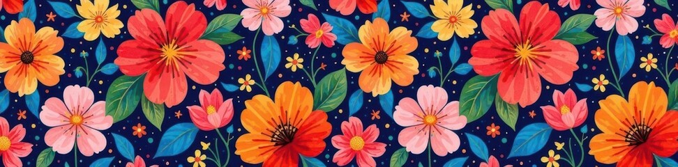 Abstract hand-painted floral patterns, vibrant colors , banner, vector