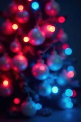Blurred red and blue Christmas lights, glittering festive backdrop , holiday, festive