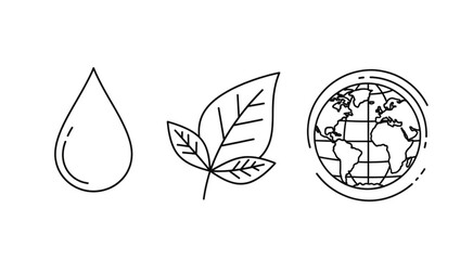 Minimalist earth day concept art with water drop leaf and globe for environmental awareness projects