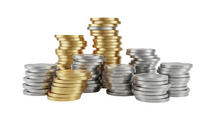 Grow your wealth with gold and silver coins stacked high symbolizing financial success and prosperity