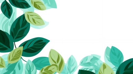 Fototapeta premium Green and Teal Leaves on White Background