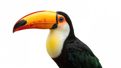 Fototapeta premium Gorgeous toucan set against a plain white backdrop