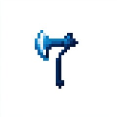 Blue Pixel Art Megaphone on White Background