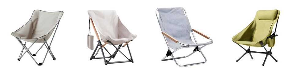 Modern Camping Chairs Isolated on White Background