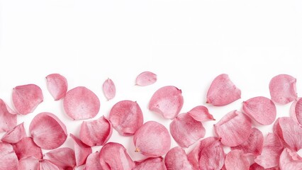 Fototapeta premium Soft Pink Rose Petals Displayed Against a White Backdrop