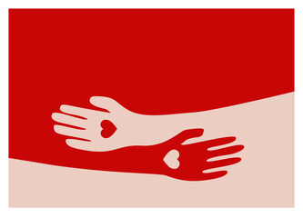 Cartoon character: the hug, relationship, take care, heart to heart