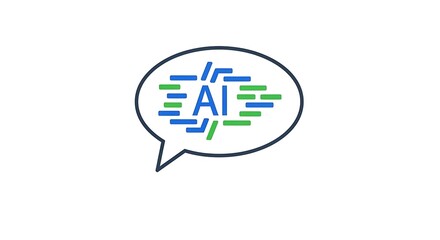 A speech bubble containing the letters ai with blue and green lines surrounding the letters ai