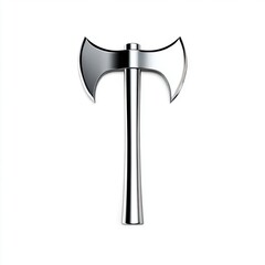 Chrome Double Headed Axe on White Background