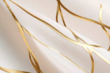 Elegant White Curtain With Gold Design Pattern