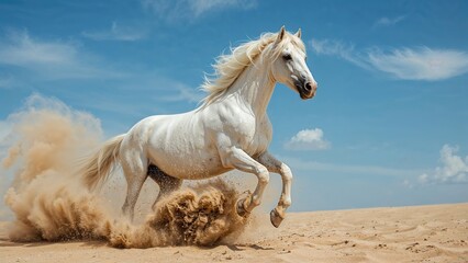 Majestic equine dashing amid desert winds