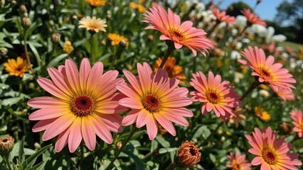 Sunlit Gazania flowers glowing with vivid hues, embodying garden freshness and summer vibes