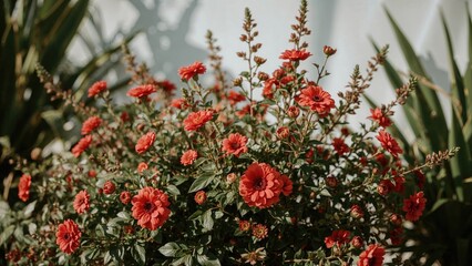 Obraz premium Stunning floral backdrop featuring vibrant summer colors and lush greenery
