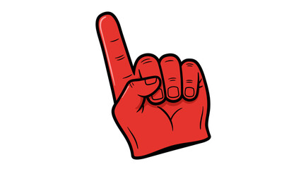 Obraz premium Red Foam Finger Vector Illustration. Iconic Fan Hand Symbol for Sports, Victory, and Celebration.