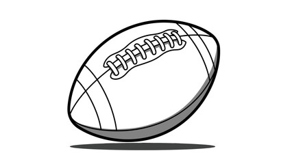 Monochrome American Football Illustration on White Background