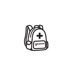Vector art of first aid kit backpack with cross symbol isolated on white background
