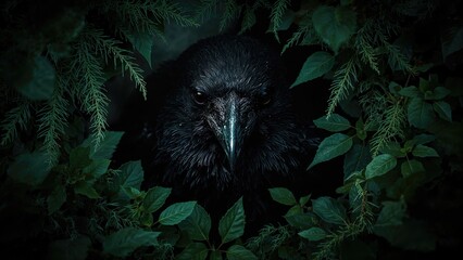 Fototapeta premium Captivating detailed capture of a raven's profile