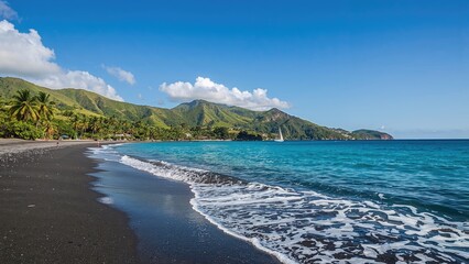 Dark Sand Coastline Island 