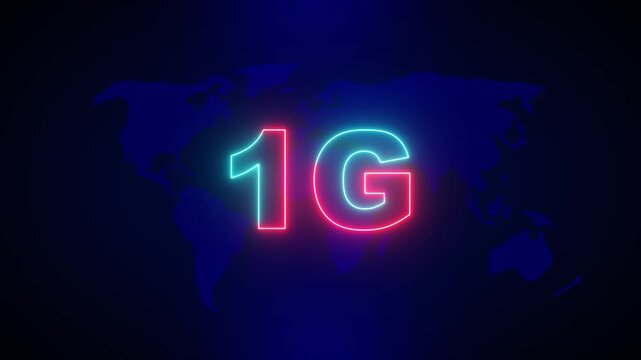 World futuristic 1g technology wireless data high-speed internet network concept motion graphic animation 1k. 1G Wireless Technologies. Technology Network Digital Data Connection Animation.