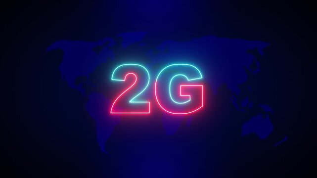 World futuristic 2g technology wireless data high-speed internet network concept motion graphic animation. 2G hi speeds connection futuristic abstract digital technology loop background Earth Globe.