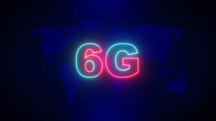 World futuristic 6g technology wireless data high-speed internet network concept motion graphic animation. 6G hi speeds connection futuristic abstract digital technology loop background Earth Globe. - Powered by Adobe