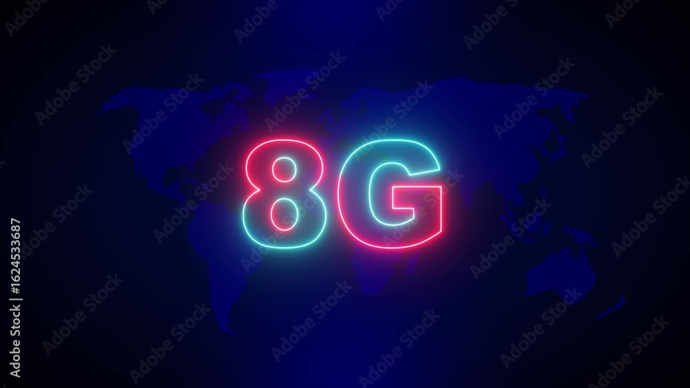 Poster world futuristic 8g technology wireless data high-speed internet network concept motion graphic anim