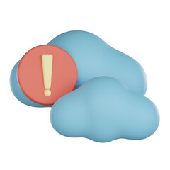 3d icon with empty states and alert symbol in red circle on blue cloud shape design