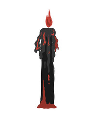 Spooky red and black lighting and melting candle. Halloween design element vector isolated illustration.