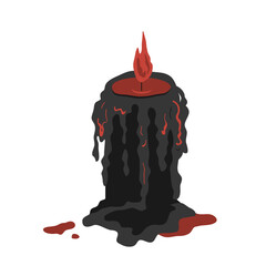 Spooky red and black lighting and melting candle. Halloween design element vector isolated illustration.