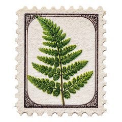 Vintage Postage Stamp Featuring a Detailed Fern