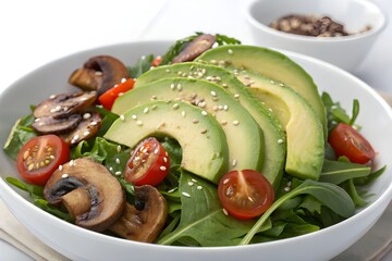  Avocado and shiitake mushrooms salad 