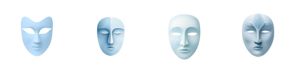 Naklejka premium Blank Masks: White Facial Masks for Creativity and Design
