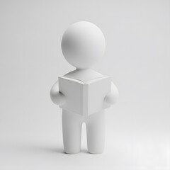 3D Character Reading Open Book — Learning, Knowledge, or Educational Concept Illustration