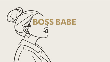 Boss babe line art illustration for women entrepreneurs and female empowerment business designs and graphics