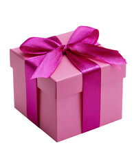 Obraz premium Pink gift box with a vibrant ribbon.