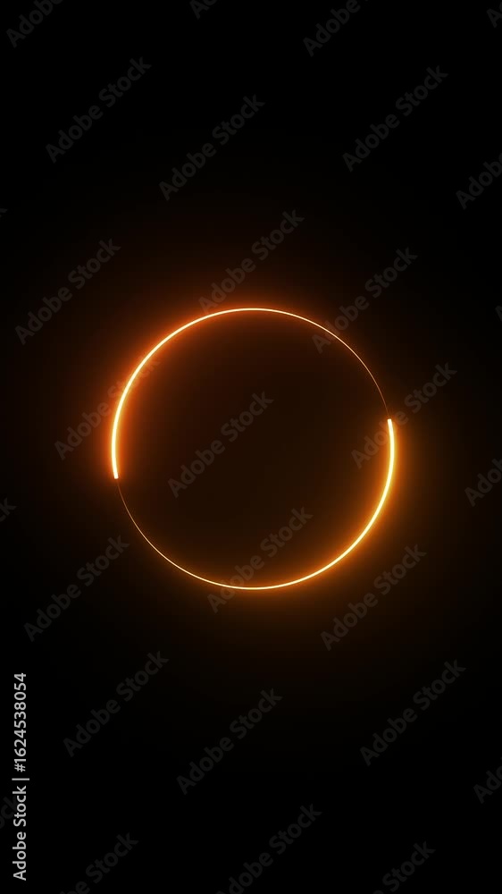 Poster neon animation of circle shape on black background, fast moving blue rays. glowing lines, 4k animate
