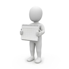 3D Character Holding Spiral Calendar — Schedule, Planning, or Time Management Concept Illustration