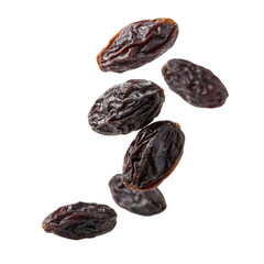 Falling raisins isolated on a transparent background
