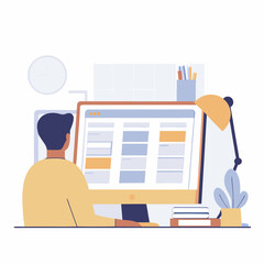 Naklejka premium Freelance Designer Using Project Manager
