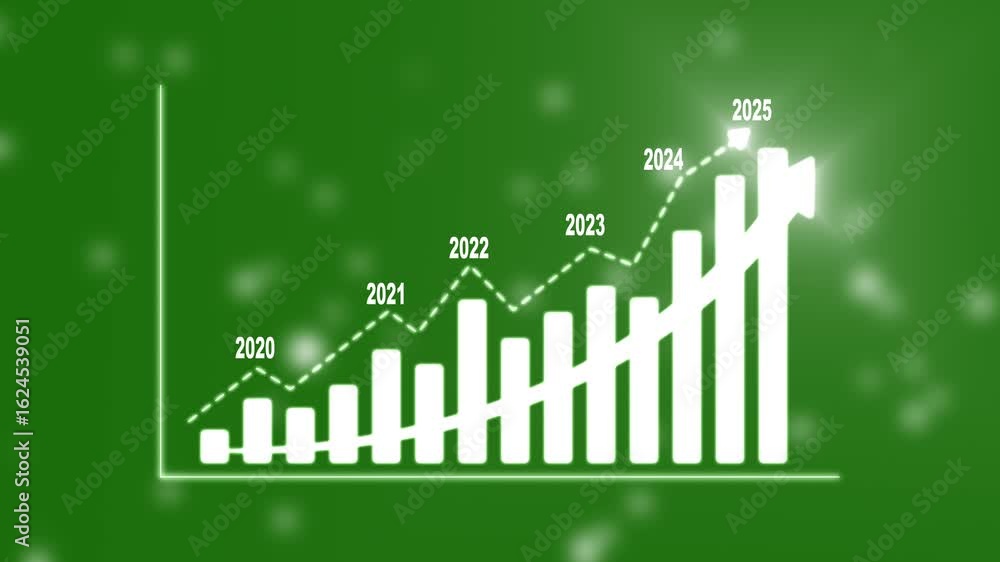 Poster financial data and diagrams showing a steady increase in profits yearly. business growth concept sho