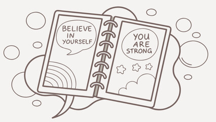 Believe in yourself coloring page for kids and adults with motivational quotes and positive affirmations art
