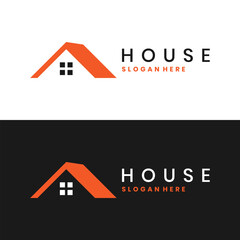 Modern house logo with roof and window icon