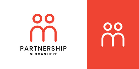 Minimal partnership logo design with abstract human figure