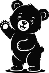 Obraz premium Black bear waving hello friendly cartoon
