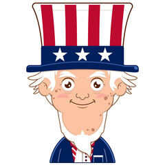 Uncle Sam smile face cartoon cute for Independence Day (US)