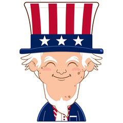 Uncle Sam smile face cartoon cute for Independence Day (US)