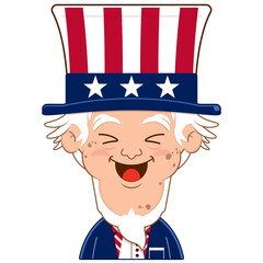 Uncle Sam playful face cartoon cute for Independence Day (US)