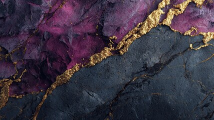 Purple and gray stone with golden accents, textured and rough surface. Ideal background, texture or pattern for any abstract creative project.