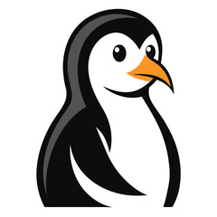 Minimal Penguin Mascot in Side Profile with Bold Contrast and Smirk