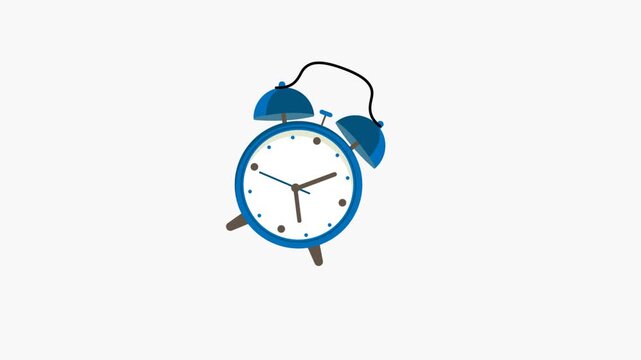 alarm clock ringing animation, cartoon alarm clock. background with alpha channel
